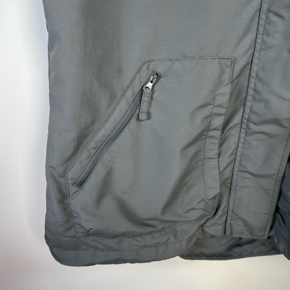 Lands End Women's Jacket Gray Lined Pockets Tuck Away Hood Cinch Hem Large Nylon - Picture 6 of 16